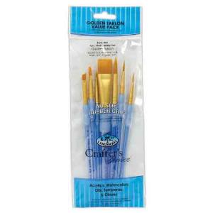 Royal & Langnickel Crafters Choice Rubber Grip Brush Set - (7 Pieces) Synthetic Camel Variety  RCC 402